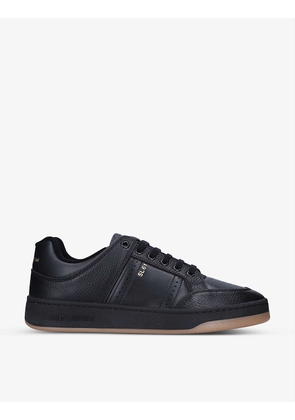 SL 61 logo-embossed leather low-top trainers