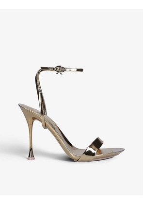 Spice Ribbon open-toe metallic leather court shoes