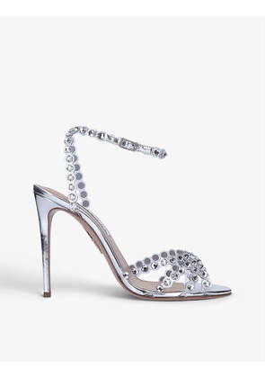 Tequila crystal-embellished leather heeled sandals