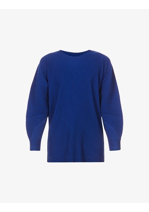 Pleated crewneck knitted T-shirt