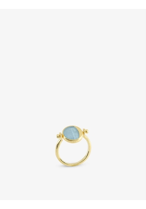 Niin Luna Flip 18ct yellow gold-plated sterling-silver and aquamarine ring