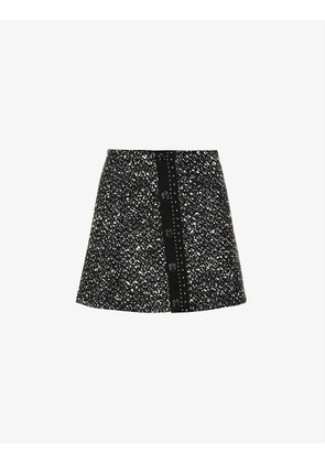 A-line high-rise woven mini skirt