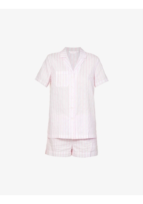 Capri striped cotton-poplin pyjama set