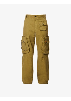 Pocketed regular-fit straight-leg cotton-blend cargo trousers