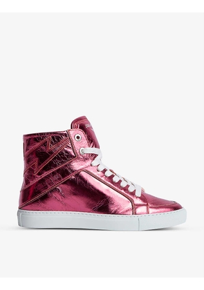 ZV1747 High Flash metallic leather high-top trainers