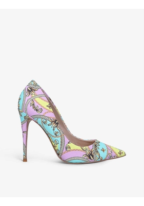 Stessy graphic-print pointed-toe faux-leather courts