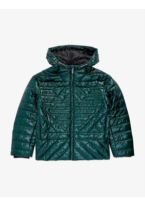 Logo-embroidered shell puffer jacket 10-16 years