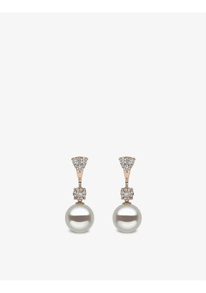 South Sea 18ct rose-gold, 0.96ct diamond and pearl earrings