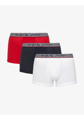 Pack of three branded-waistband stretch-woven trunks