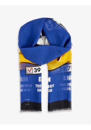 Logo-print wool and silk-blend football scarf