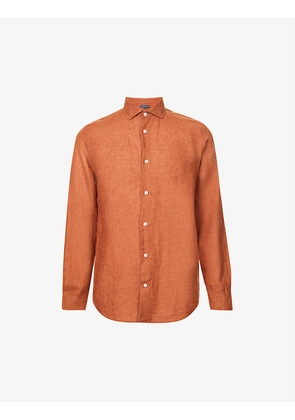 Antonio regular-fit cutaway-collar linen shirt