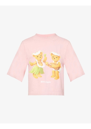 Dancing Bear graphic-print cropped cotton-jersey t-shirt