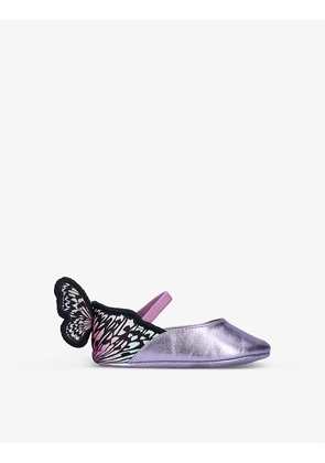 Chiara butterfly-embroidered leather flats 4-6 months
