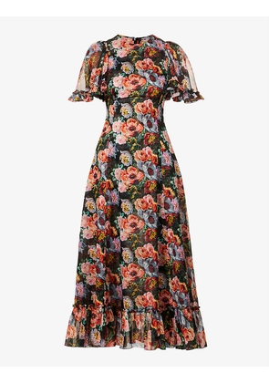 Midnight Tremors floral-print cotton midi dress