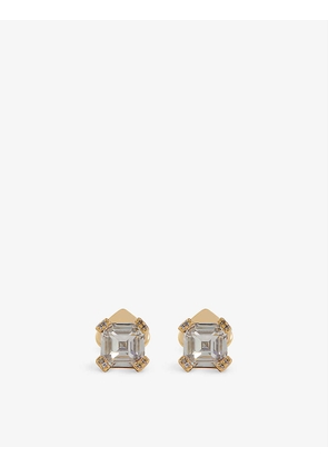 Square-shaped metal stud earrings