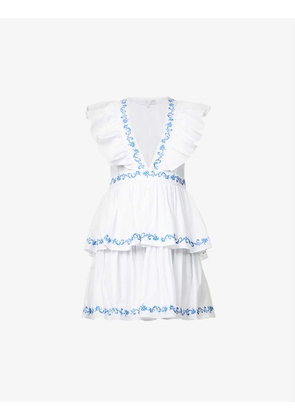 Miranda V-neck cotton-blend mini dress