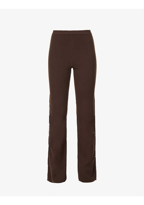 Logo-print stretch-knitted trousers
