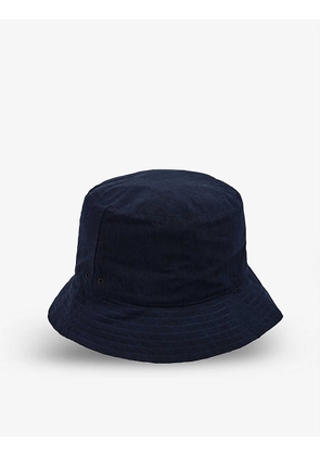 Liam Gallagher Mens Dark Blue Cotton Blend x Snow Peak Brand-tab Bucket hat