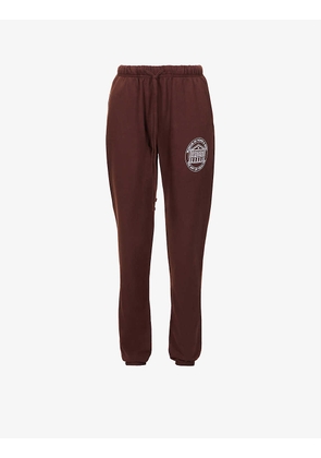 Headquarters logo-patch tapered relaxed-fit high-rise cotton-jersey jogging bottoms