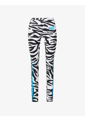 Zebra-print split-hem stretch-woven leggings