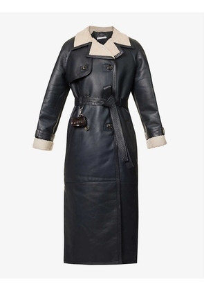 Alexa double-breasted shearling trench coat