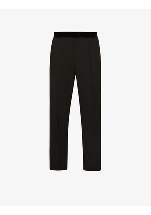 Darted regular-fit tapered-leg wool trousers