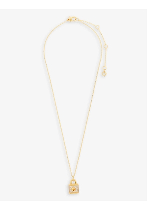Padlock crystal-embellished gold-tone necklace