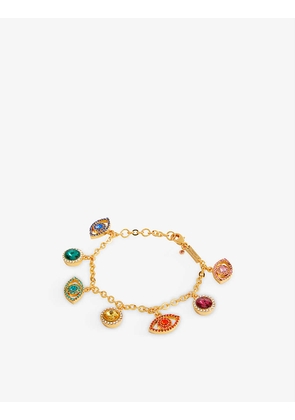 Evil Eye crystal-embellished brass bracelet