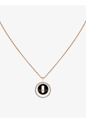 Lucky Move small 18ct rose-gold, 0.20ct brilliant-cut diamond and onyx pendant necklace