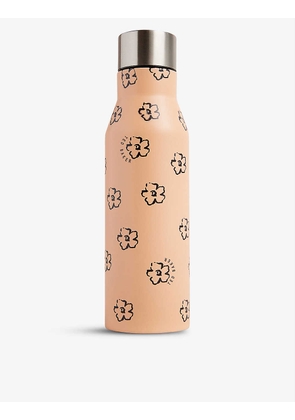 Floral-print stainless steel water bottle 425ml