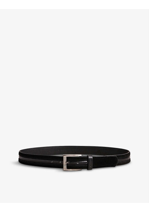 Logo-embossed leather belt