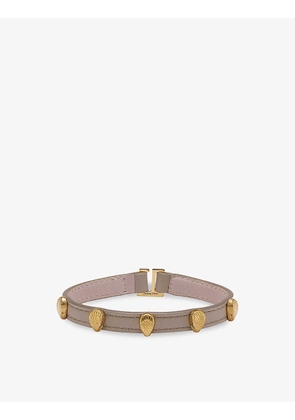 Serpenti Forever leather and yellow gold-plated brass bracelet