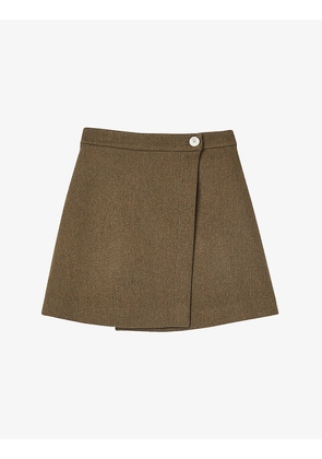 Julieta wrap-around wool-blend mini skirt