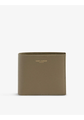 Logo-branded grained-leather wallet