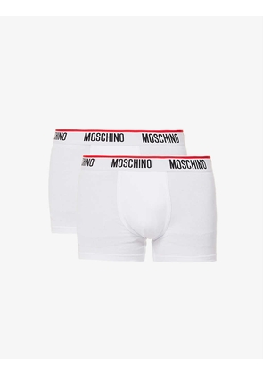 Pack of two branded-waistband stretch-cotton trunks