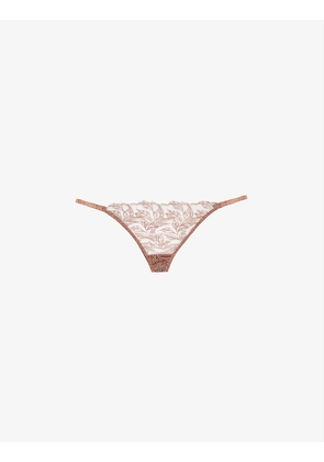 Paeonia mid-rise stretch-woven thong