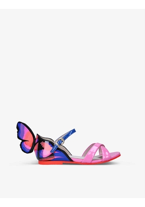 Chiara butterfly-embroidered leather sandals 6-8 years