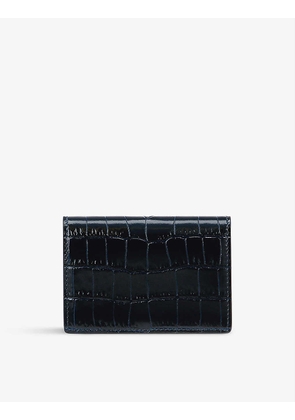 Croc-embossed folded leather purse