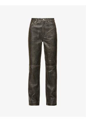 Lynn straight-leg high-rise leather trousers