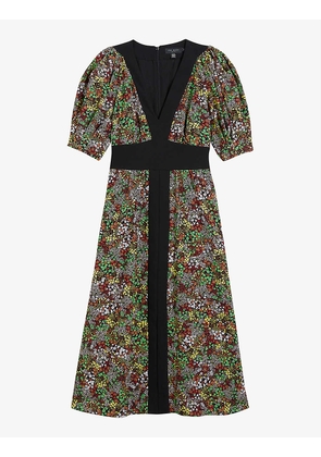 Lottei floral-print puff-sleeved woven midi dress