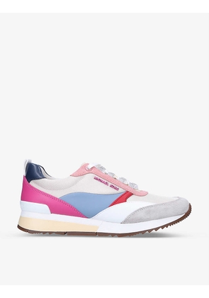 Allie Stride colour-blocked panelled leather and woven low-top trainers