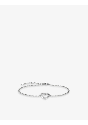 Heart-shaped sterling-silver and cubic zirconia bracelet