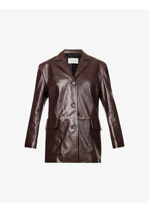 Single-breasted panelled leather jacket
