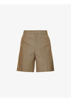 Houndstooth-pattern regular-fit woven shorts