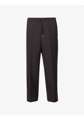 Base drawstring-waistband straight-leg woven trousers