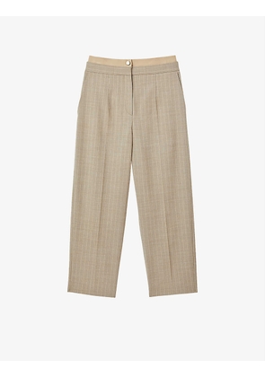 Costa double-waist check woven trousers