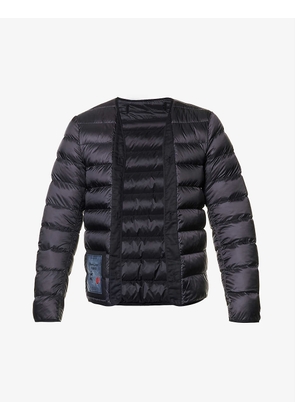 Collarless shell-down liner jacket