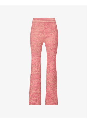 Soleima fitted flared-leg high-rise knitted trousers