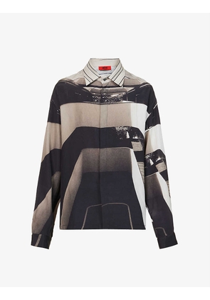 Relaxed-fit graphic-print crepe shirt