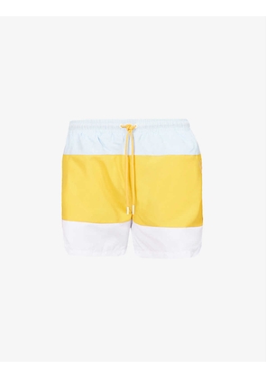 Brand-print regular-fit recycled-polyester swim shorts
